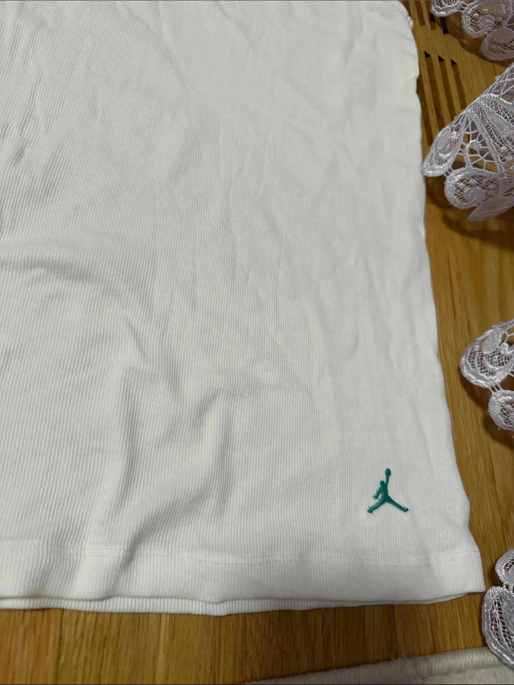 Jordan White Tank Top with Teal Jumpman Logo